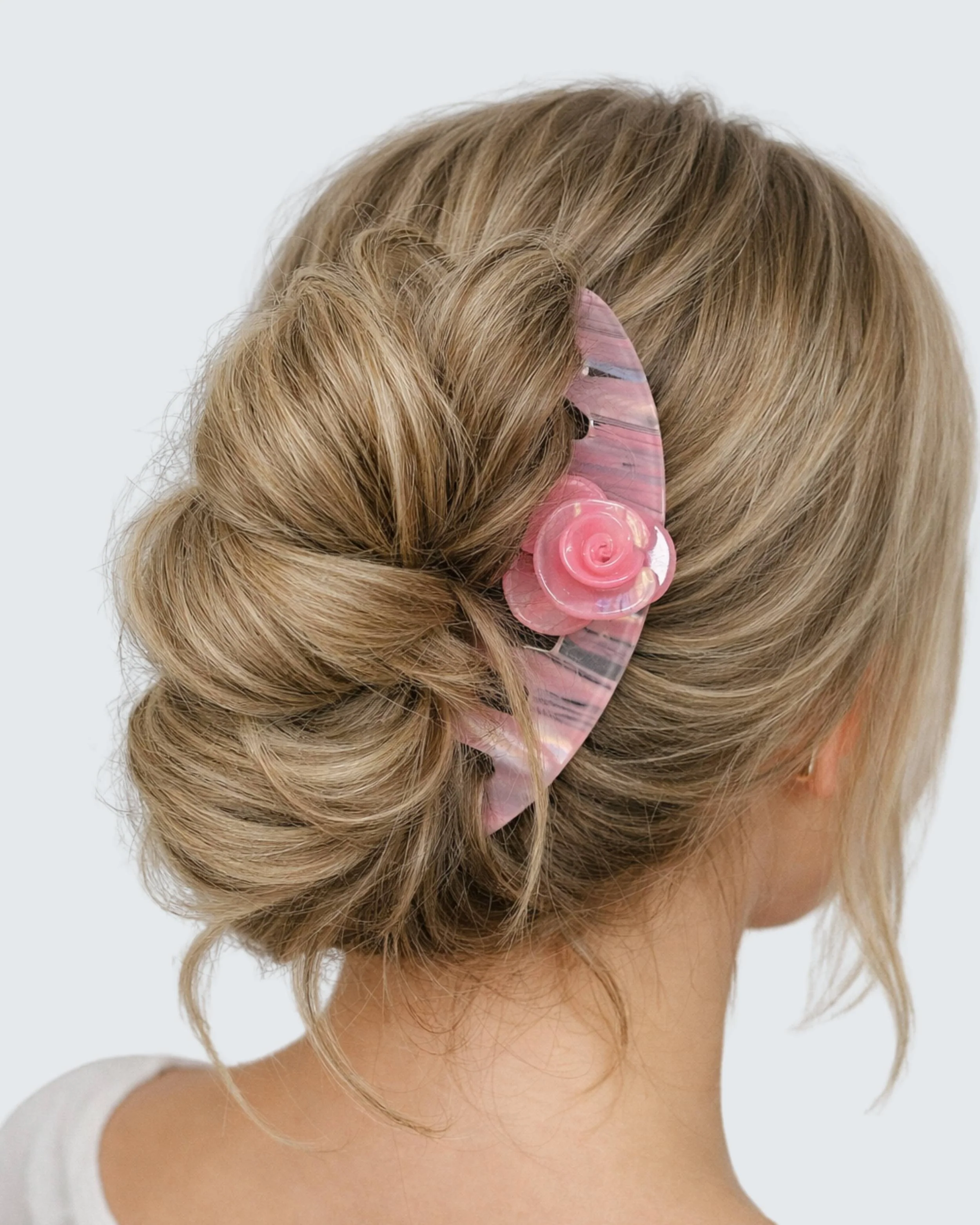 French Twist Hair Comb Clip, Baby Pink - Image 3