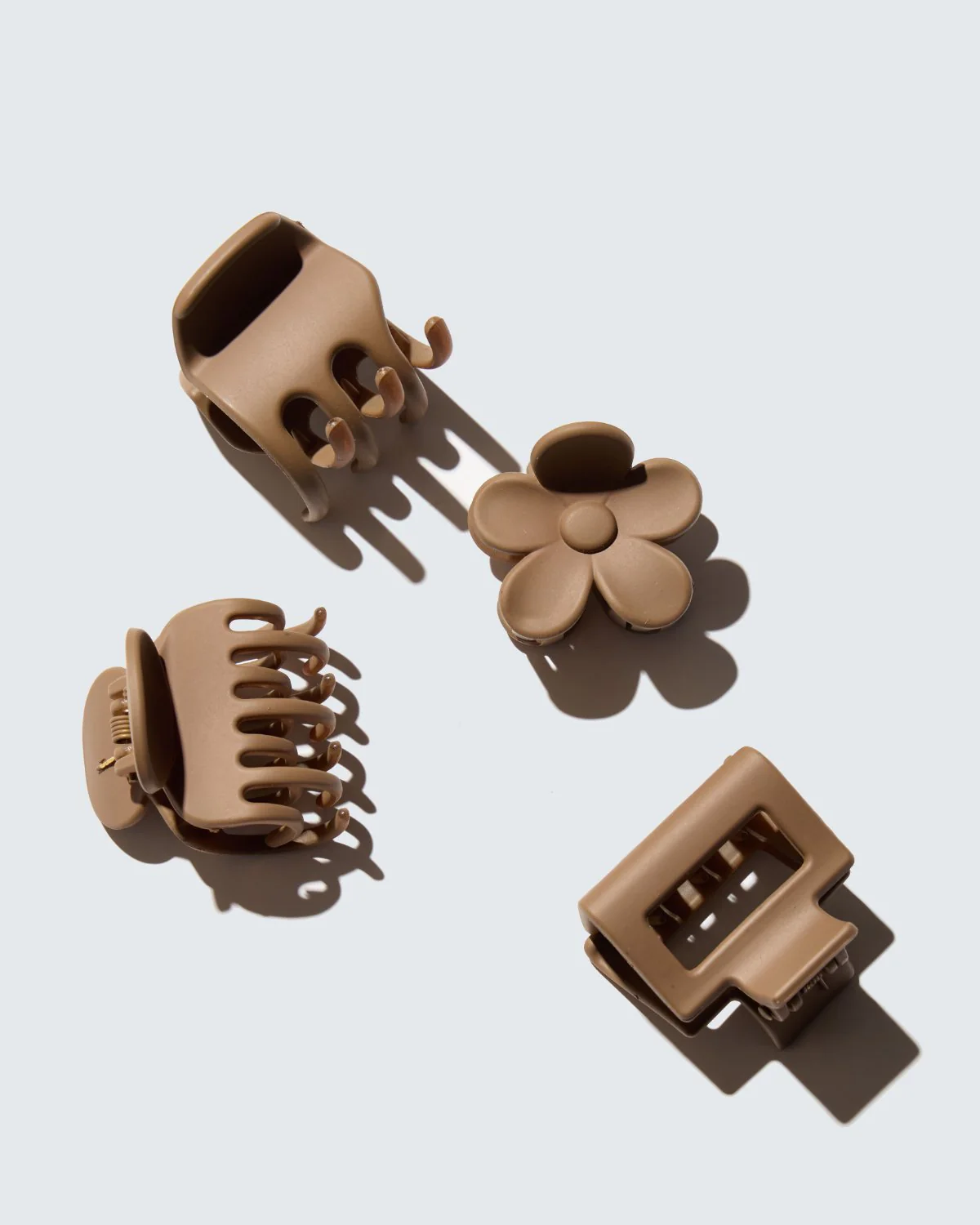 Small Claw Hair Clips, 4-Pack, Koffie - Image 4