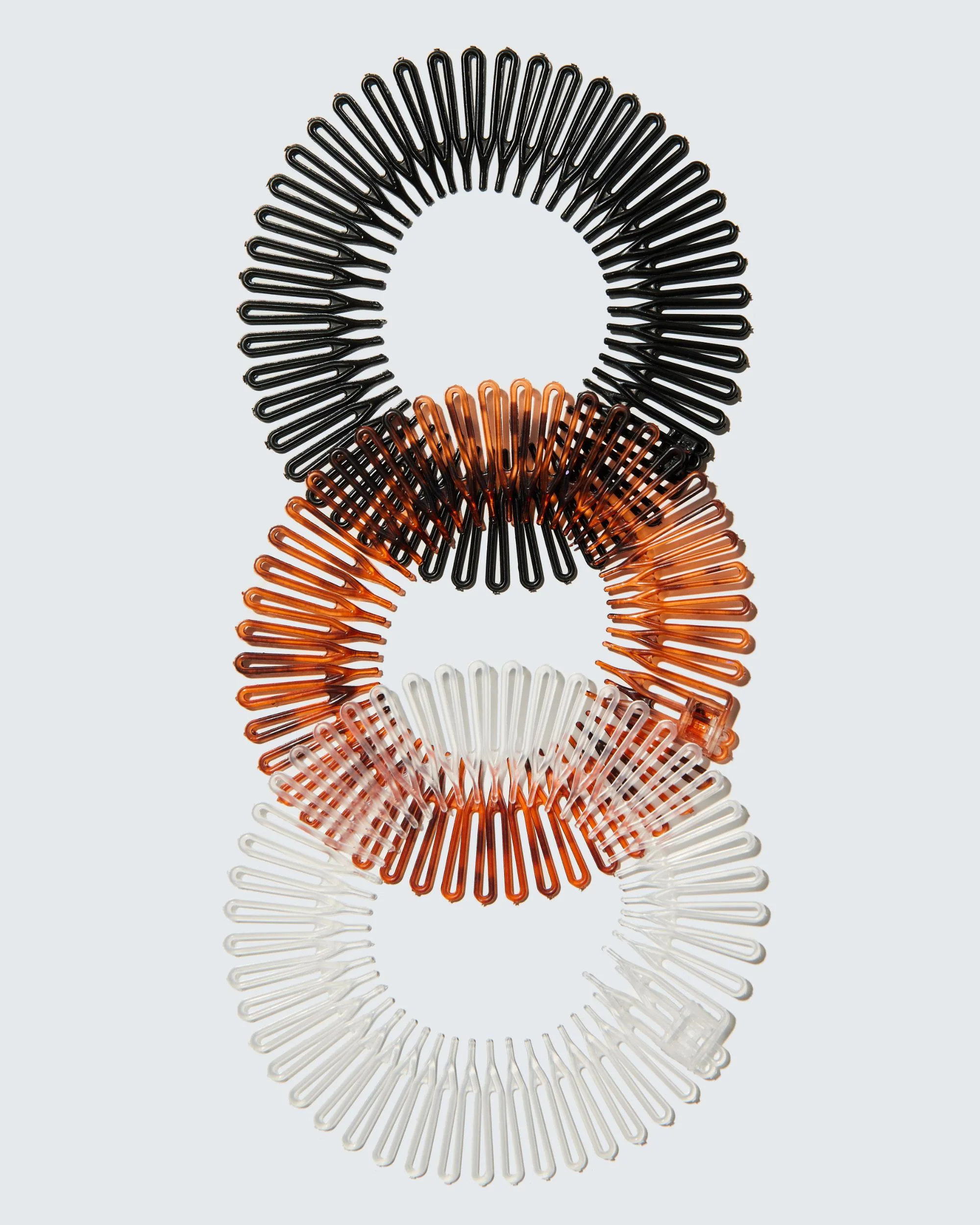 Stretchy Comb Headband with Teeth, 3-Pack, Helder/Zwart/Amber - Image 3